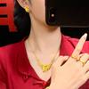 Three Lives Floral Necklace for Women: Imitation Sand Gold Wedding Jewelry Set
