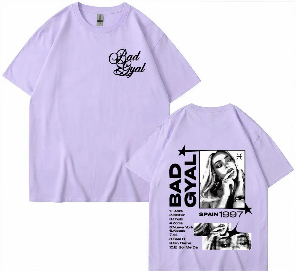 Singer Bad Gyal Album Tour 2025 Graphic T Shirts Unisex Women Vintage Hip Hop Classic Pop Music Tshirt High Quality Loose T Shirt