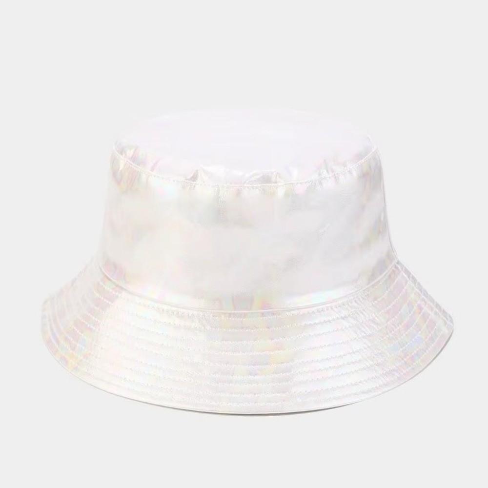 Single Sided Luminous Bucket Hat Leather Shiny Sun Cap  Stage Performances