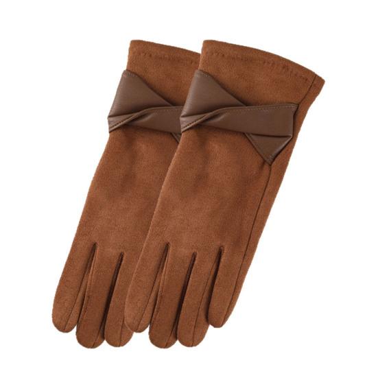 Women Suede Winter Gloves Touch Screen Thermal Gloves Plush Lining Warm Gloves for Travel Commuting Driving Dating