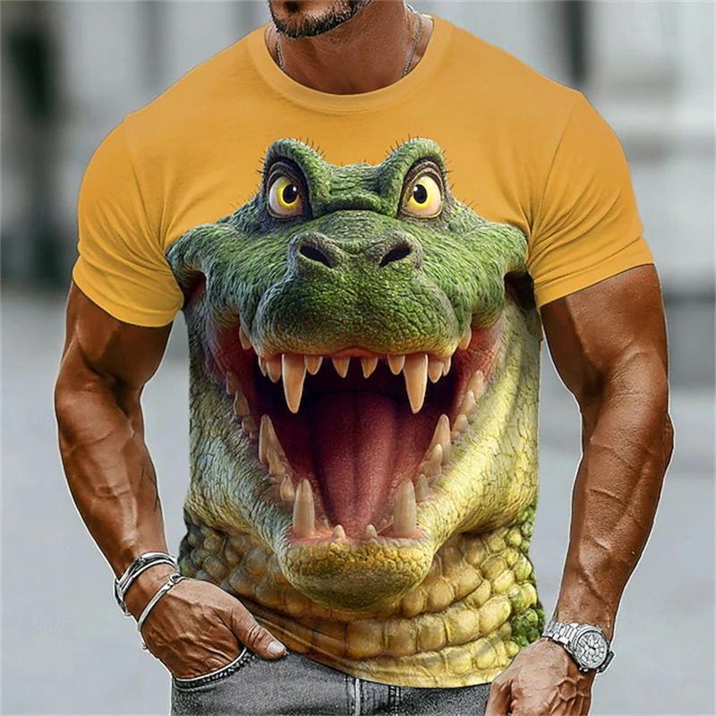 Trendy Men T Shirt 3D Print Cartoon Crocodile Dinosaur Graphic T Shirts Fashions Summer Casual Short Sleeves Y2k Men T-Shirts