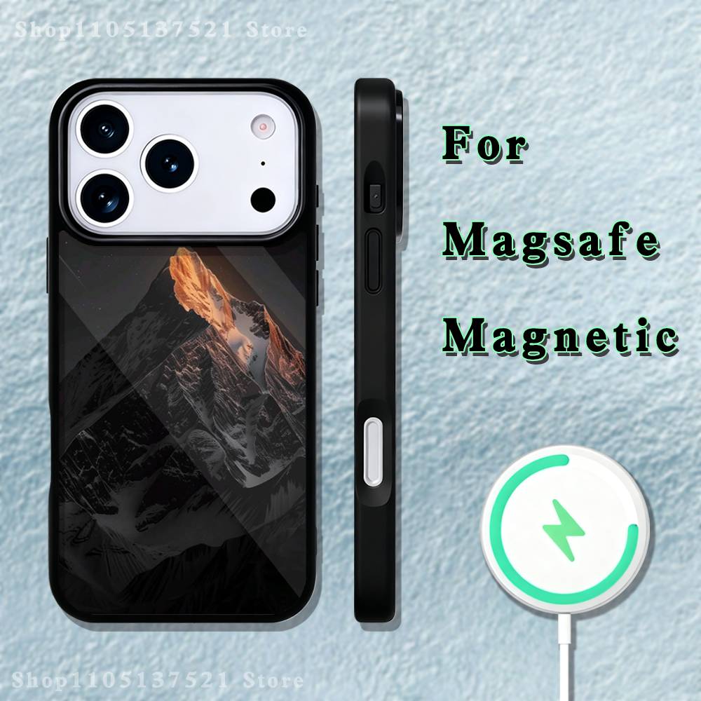 Snow Mountain Scenery Design Phone Case iPhone 17,16,15,14,13,12,11,Pro,Max,Plus,Mini,SE4,E Magnetic Magsafe Wireless Charging