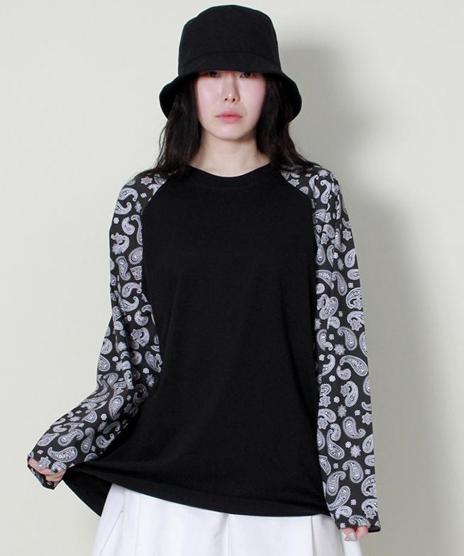 Deumakeu Paisley Loose Fit Long Sleeve T-Shirt Black
