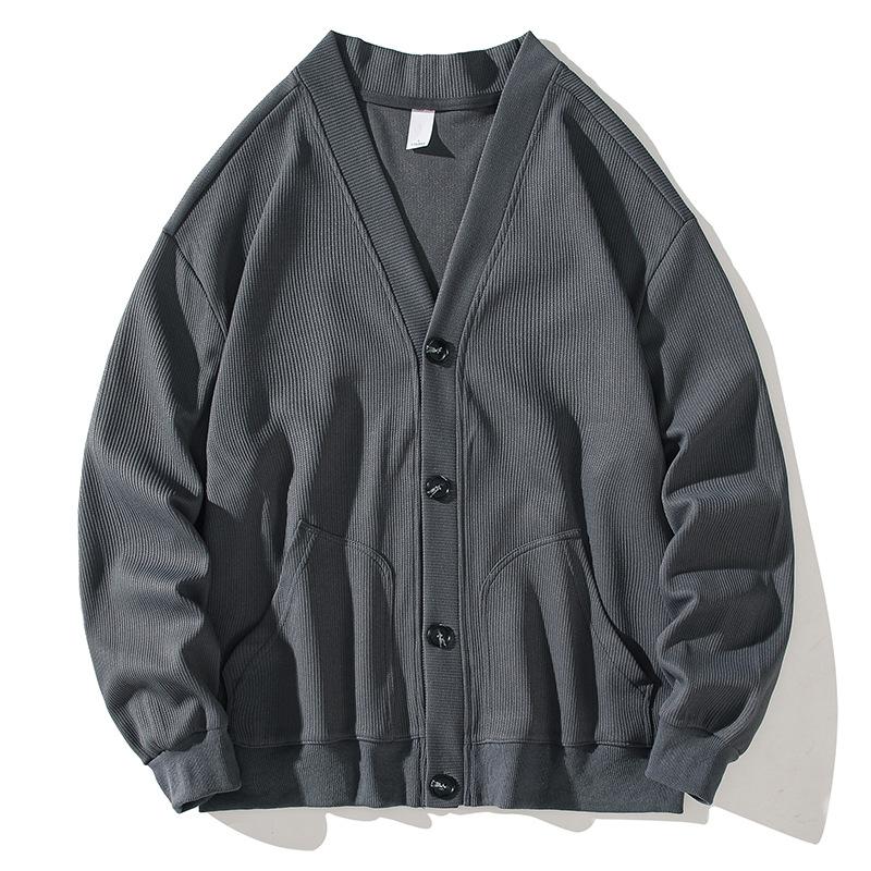 Men S V Neck Knitted Cardigan Sweatshirt Loose Casual Top