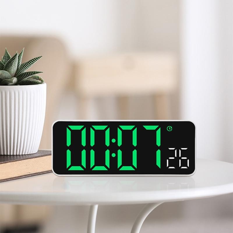 Multifunctional Digital Clock LED Display with 2 Alarms Temperature Monitors and Date for Students and Professional