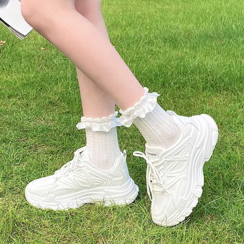 Summertime Women's Shoes Sneakers Flat Shoes Soft Glutinous Casual Fitness All-match Comfortable Lace-up Little White Shoes 2024