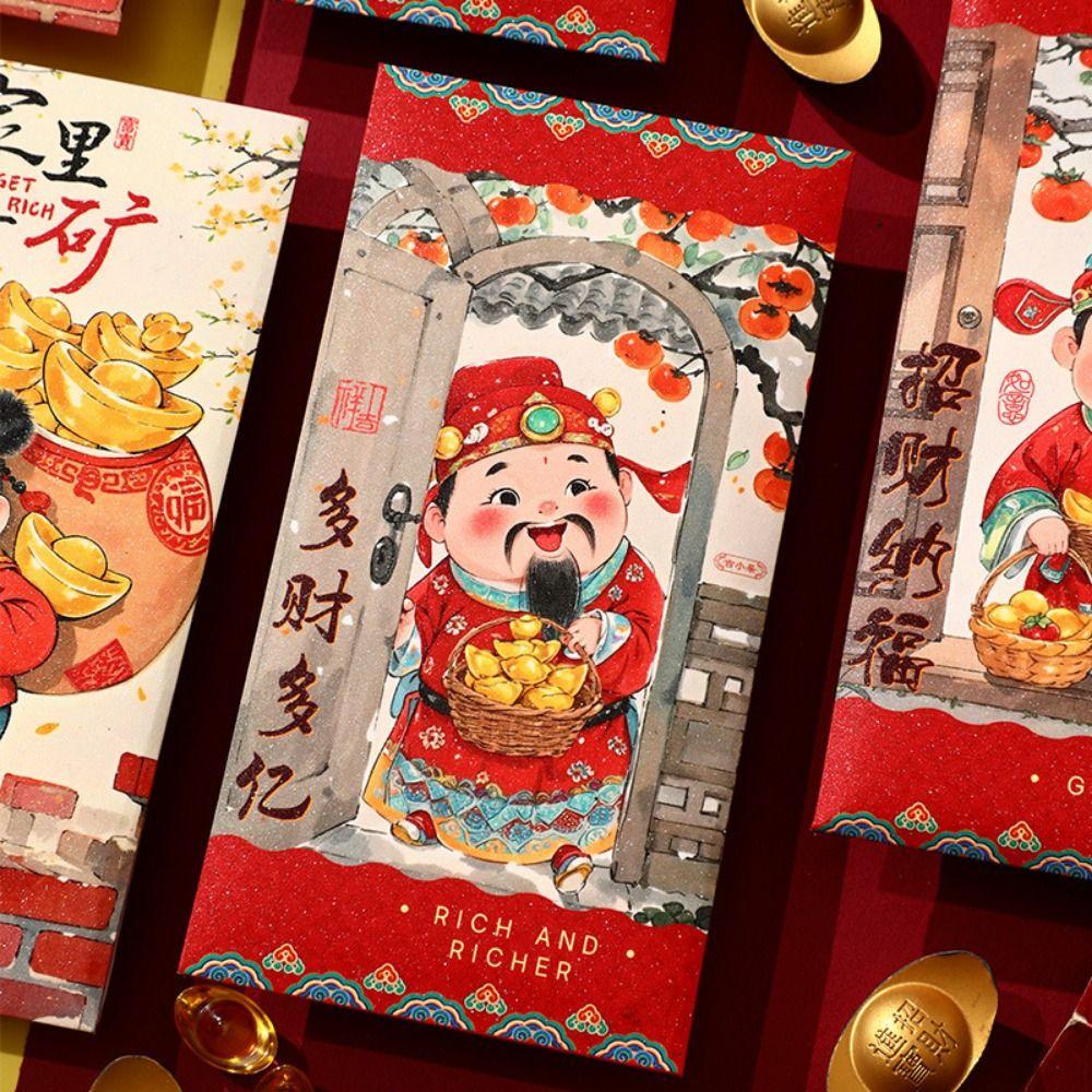 6pcs Traditional New Year Red Envelopes Chinese Style Good Lucky Red Packets  Graduation