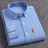 New Men's Oxford Shirts Long Sleeve 100% Cotton Solid Color Turn Down Collar Regular Fit  Button-down Shirt Daily Men Clothing