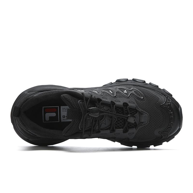 FILA TRUFFLE Cushioning Abrasion Resistant Lightweight Low top Chunky Sneakers Women's Black/Black Sand Gray F12W621111FBB