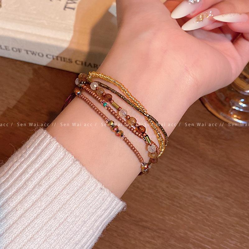 Богемный цвет многослойный браслет из бусин женский браслет известный стиль регулируемый ручной ювелирный