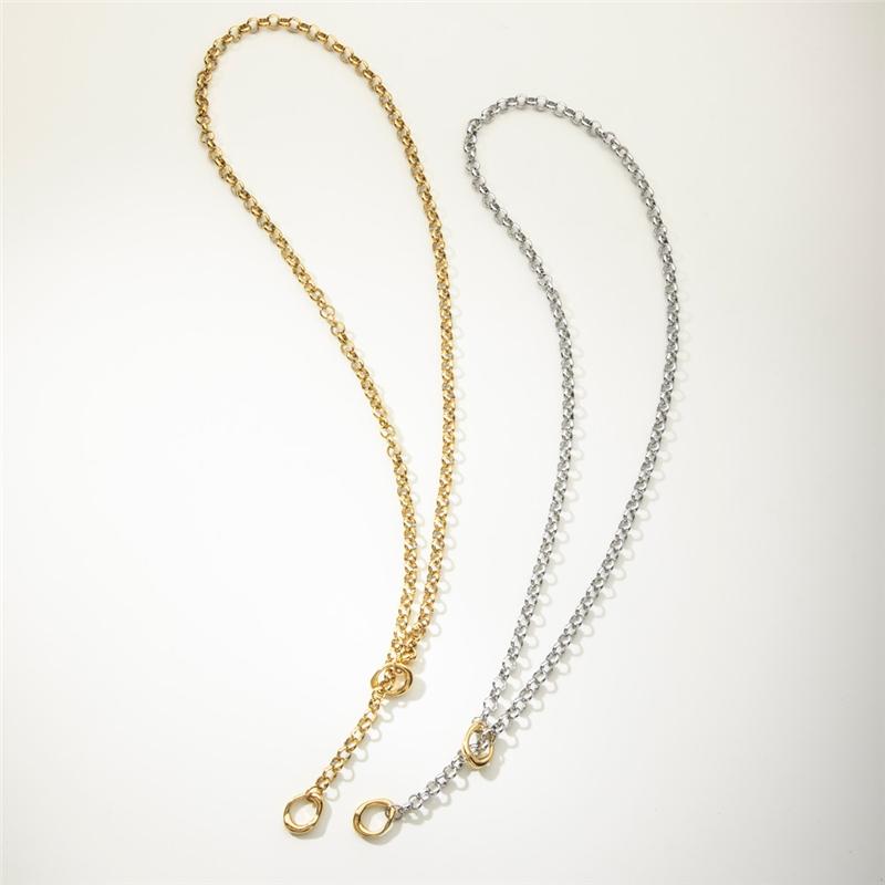 SF5079 New Arrivals Waterproof Jewelry Minimalist 18K Gold Plated Stainless Steel O Shaped Long Chain Sweater Necklace