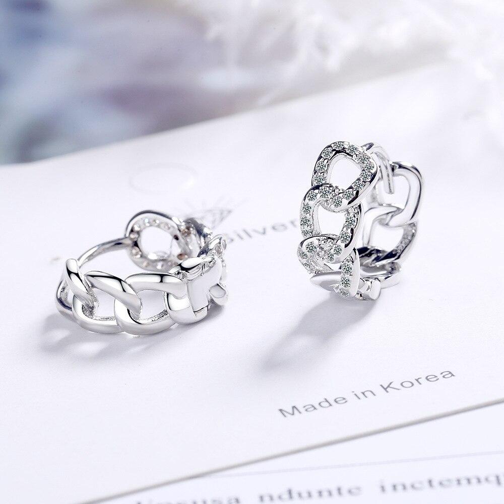 Echte 925 Sterling Silber Kette-förmige Ohrringe für Damen Runde Kreise Mikro-eingelegte Zirkon Ohrringe Hochzeitsfeier Schmuck Geschenke