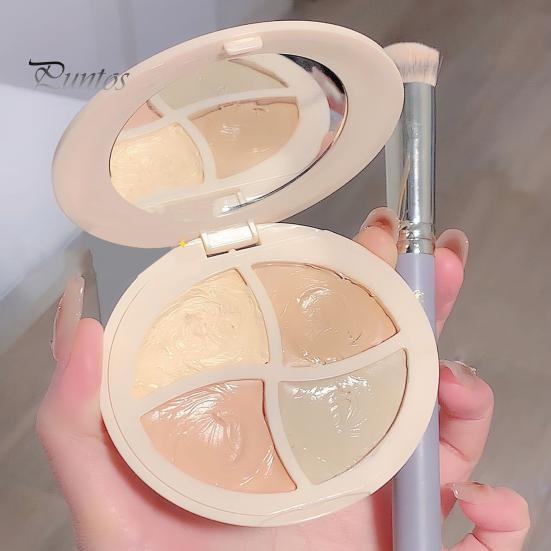 4 Colors Concealer Palette with Mirror Spot Dark Circle Acne Full Coverage Long Lasting Natural Moisturizing Matte Finish Foundation Cream