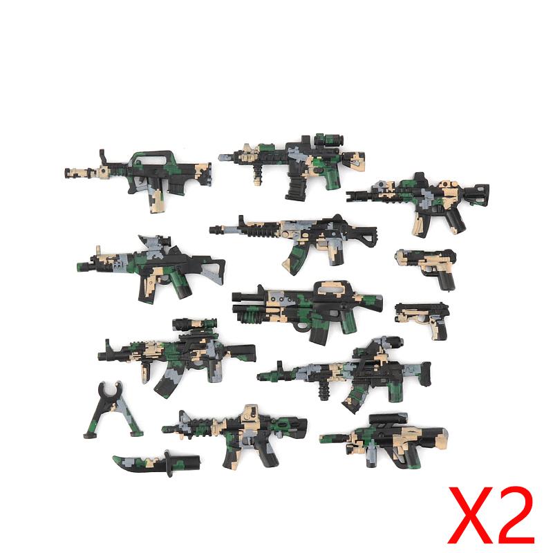 Military Building Blocks Solider Figures Weapons Camouflage Guns RPG Equipment Package Shields EOD M1919A4 Roadblock Mini Bricks