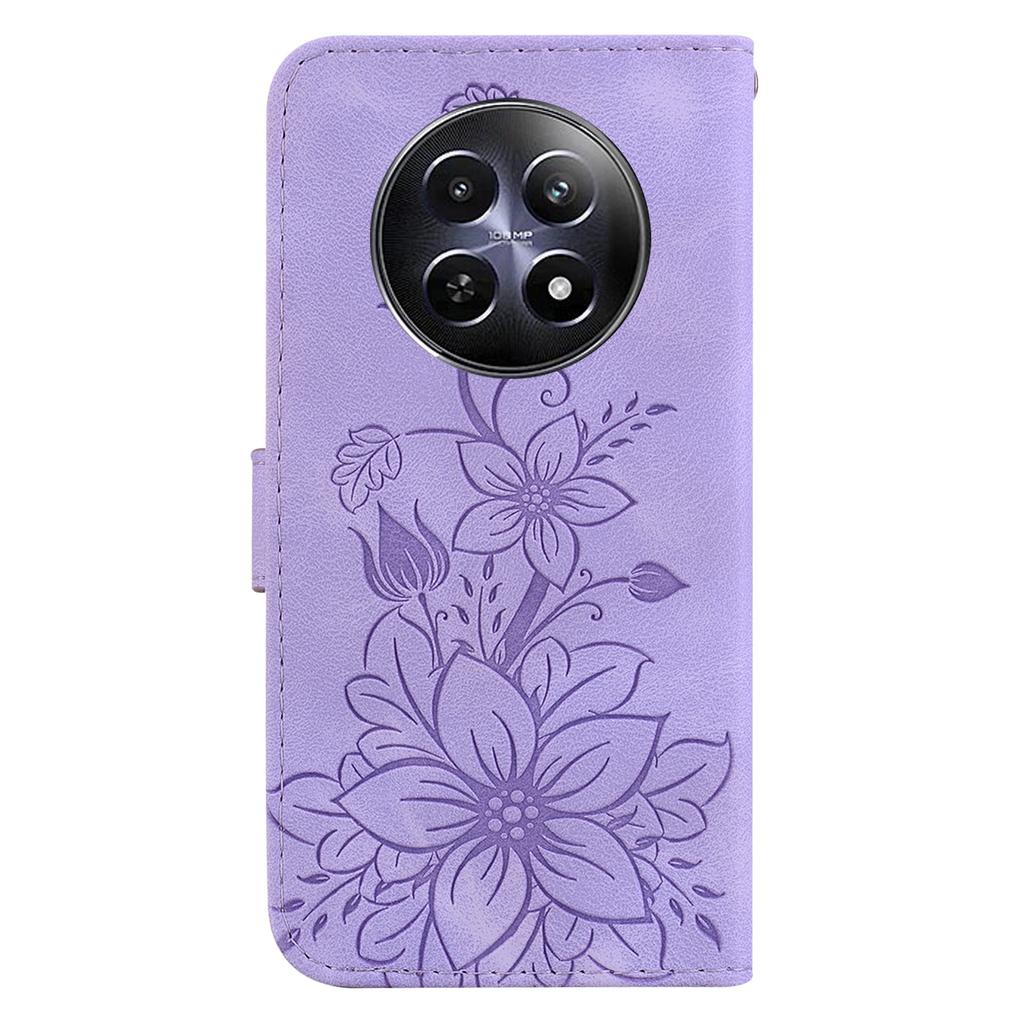 For Realme 12 5G/12x 5G Case Wallet Flower Imprint Phone Cover with Foldable Stand
