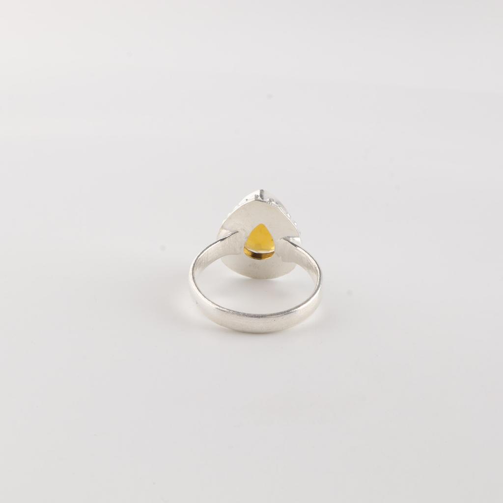 Yellow Citrine Gemstone Sterling Silver Handmade Jewelry Engagement Ring For Women RR-77-16