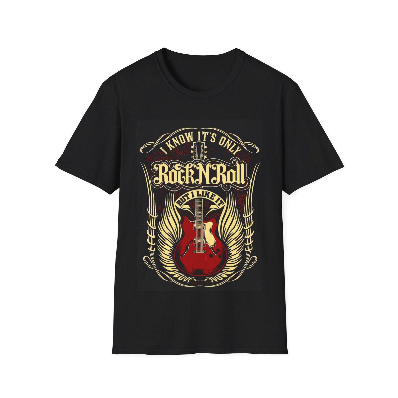 I Know It s Only Rock N Roll Guitar T-Shirt | Vintage Electric Guitar Wings S