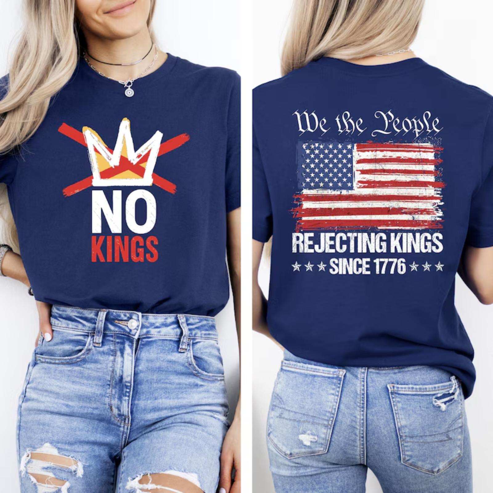 No Kings Rejecting Kings Since 1776 Patriotic Democracy Protest T Shirt Unisex T-Shirt S