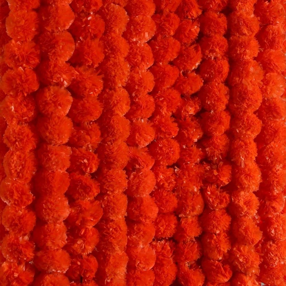 1.5m Halloween Marigold Garland Wedding Decor Diwali Accessories Home Room Decor Hanging Longevity Chrysanthemum