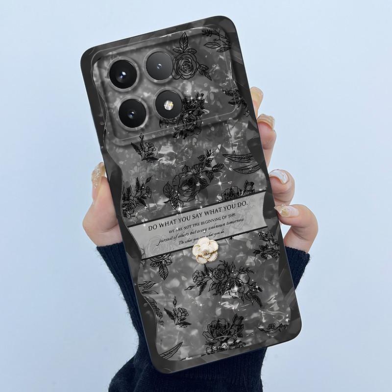 For Xiaomi Poco X6 Pro 5G Case Poco X6Pro Back Cover Fashion Simplicity Floral Soft Liquid Silicone Shell For PocoX6 Pro Fundas