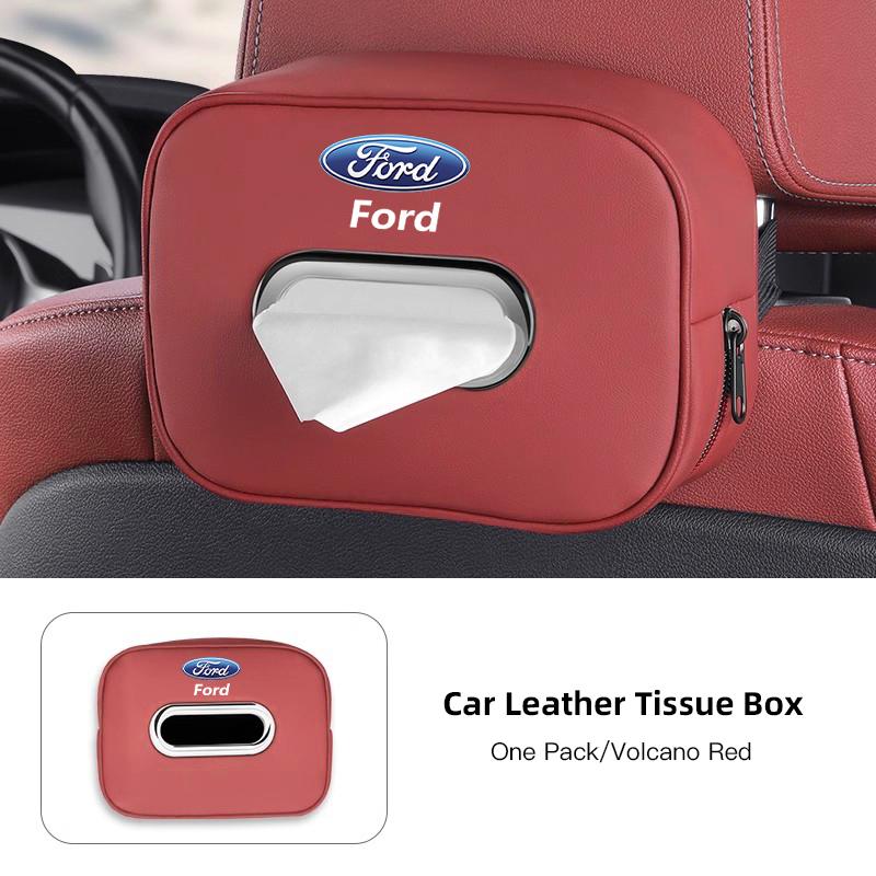 Car Tissue Box Quality Leather Auto Paper Towel Storage Bag For Ford ST Line Focus Mustang Fiesta Puma Ranger Kuga MK7 MAX F150 APX1