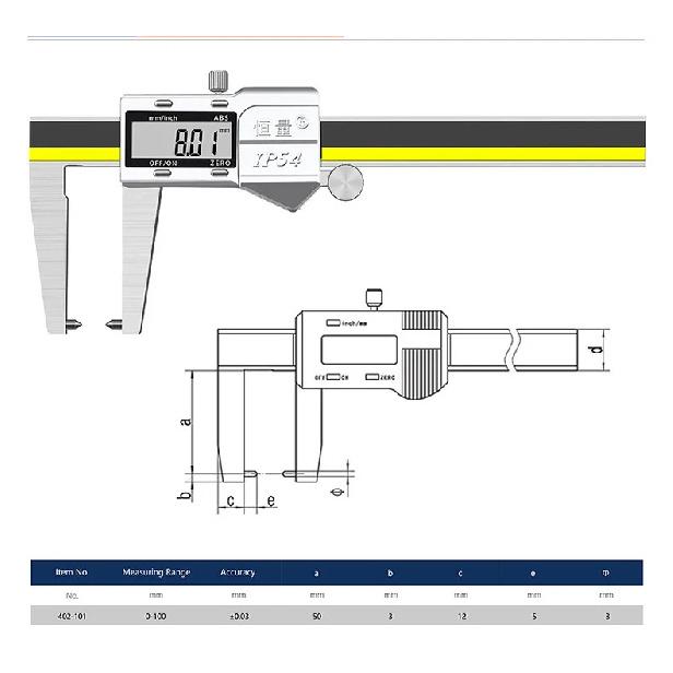 Premium External Groove Tip Digital Caliper Brake Disc Wear Measurement Tool Brake Pad Thickness Measurement Vernier Caliper