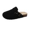 Winter fluffy slippers women's 2024 new one-pedal lazy drag niche design sense fashionable and comfortable velvet cotton drag