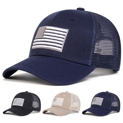Unisex American Flag Embroidery Baseball Net Caps Outdoor Adjustable Spring and Summer Casual Sunscreen Hat