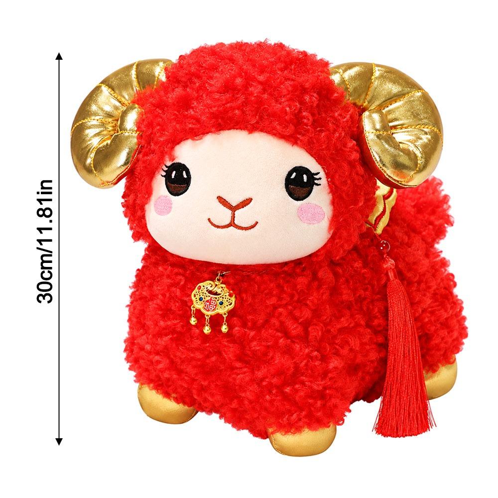 Chinese New Year Goat Stuffed Animal Golden Horns Zodiac Year of Sheep Plush Doll Home Decor