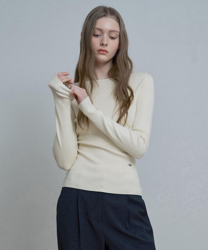 MIND BRIDGE WOMEN [W] Slim Fit Boat Neck Knit - 2 Colors