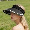 Women's Straw Visors Summer Foldable Empty Top Caps Outdoor Beach Travel