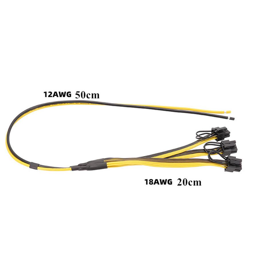 5Pcs For Miner Minging 6Pin + 2Pin Power Supply Cables 1 to 3 Adapter Cables