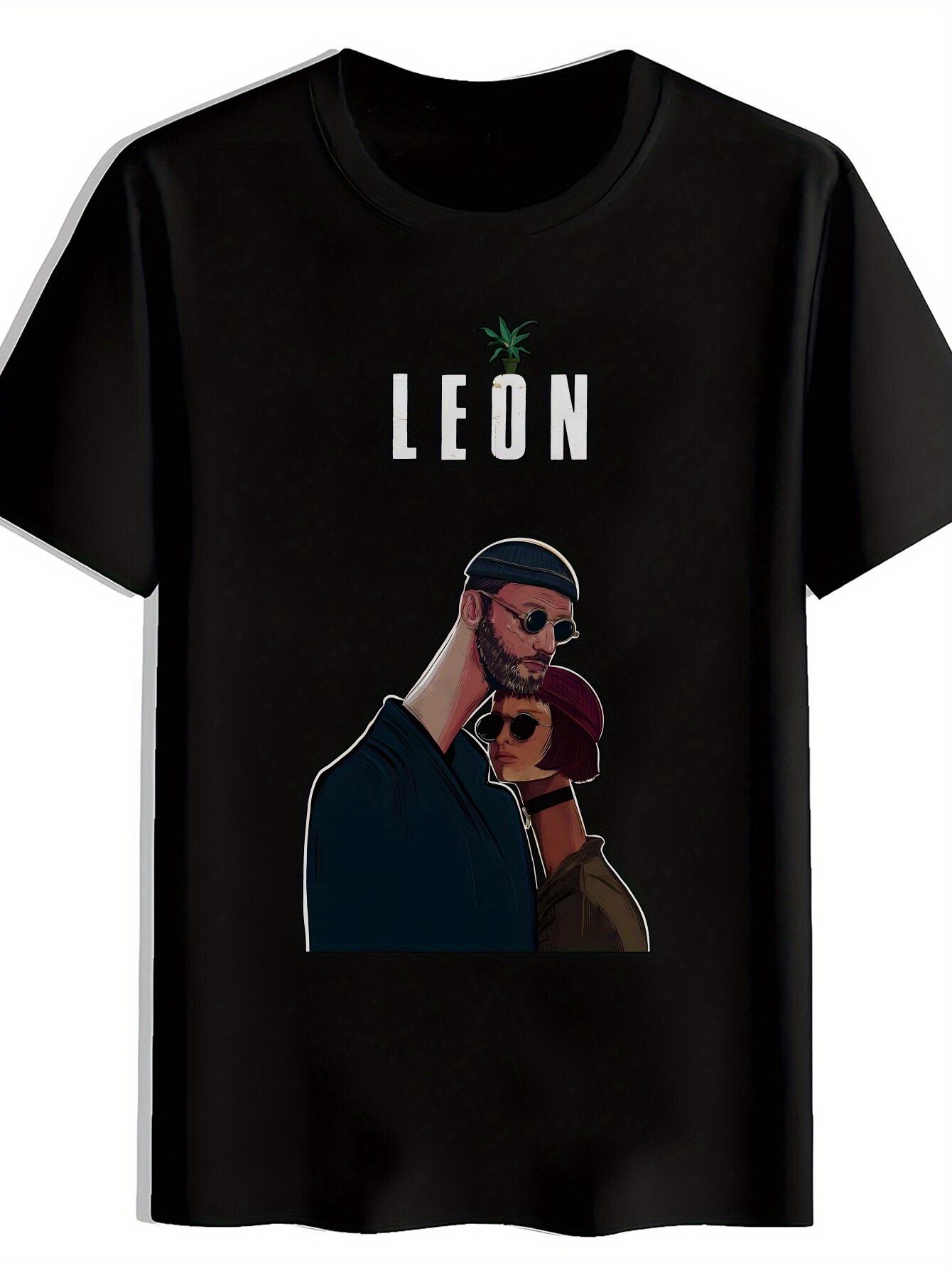 

Casual Graphic T-shirt with Leon Movie Design - Black Short Sleeve S