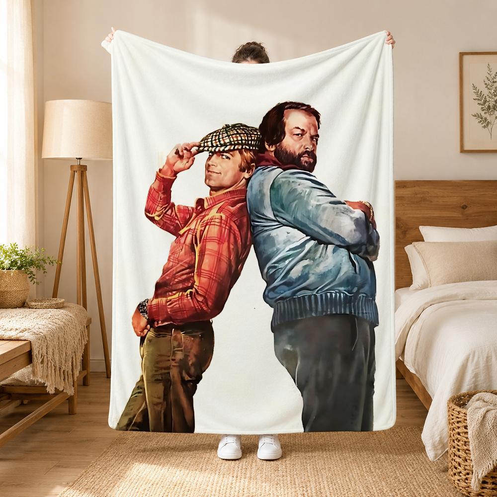 Terence Hill and Bud Spencer Actors Throw 240g flannel blanket, suitable for sofas, beds, offices, exquisite gift blankets