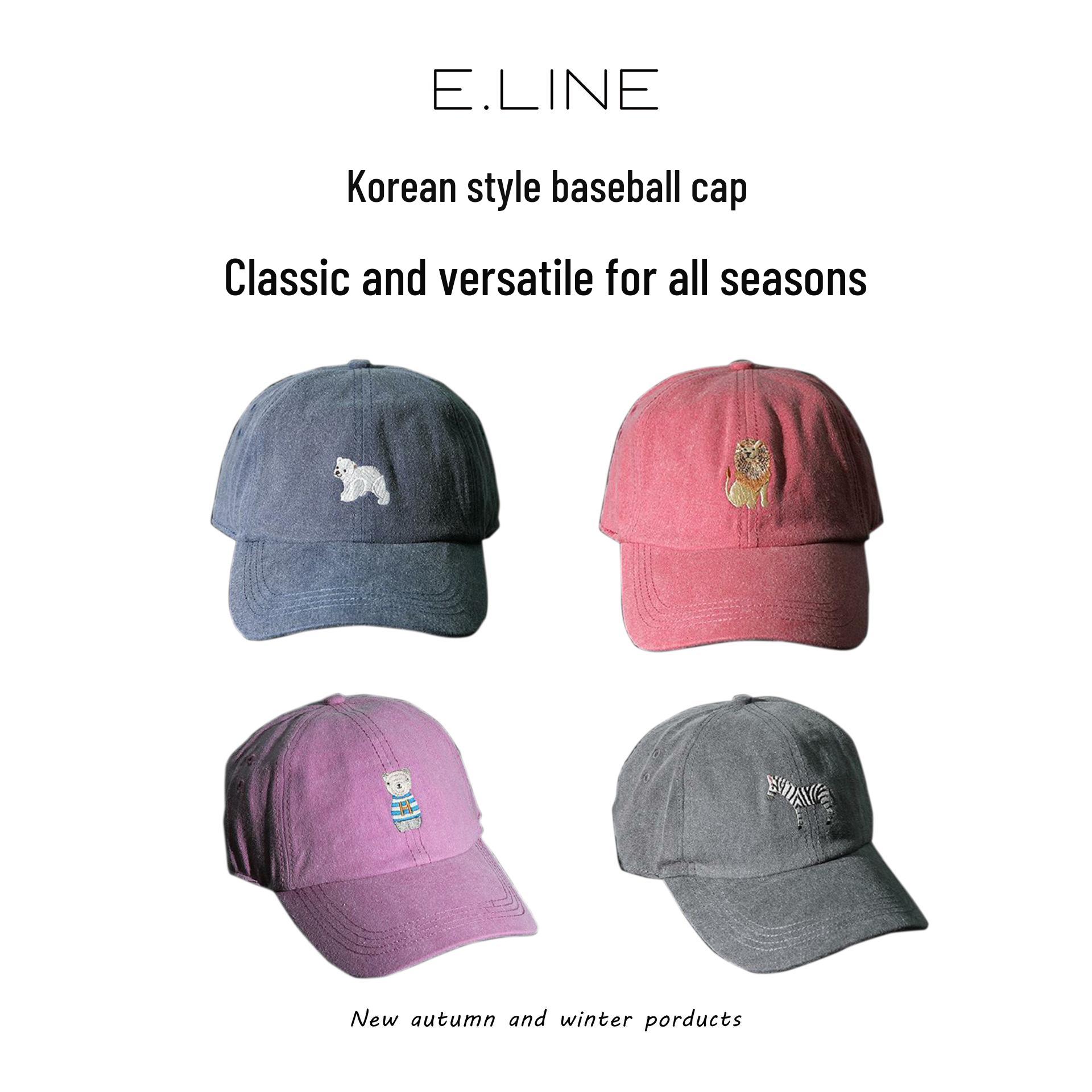 

Вишивана бейсболка з тваринами в корейському стилі - Мила випрана качиний дзьоб для їзди на велосипеді та спорту на відкритому повітрі Adjustable синій