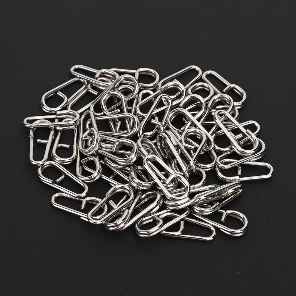 50PCS Powerful Oval Stainless Steel Fishing Clips Snaps Connector Interlock Accessories