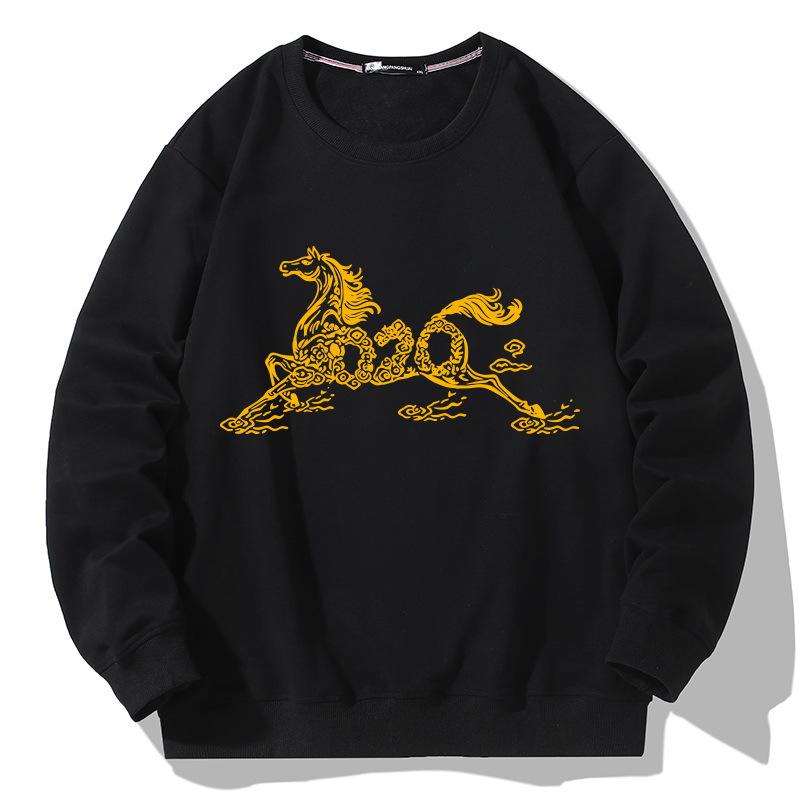 Herren Hoodie Übergröße Rotes Jahr des Drachen - Lockere Passform, Rundhalsausschnitt, Lässige Herbstoberbekleidung