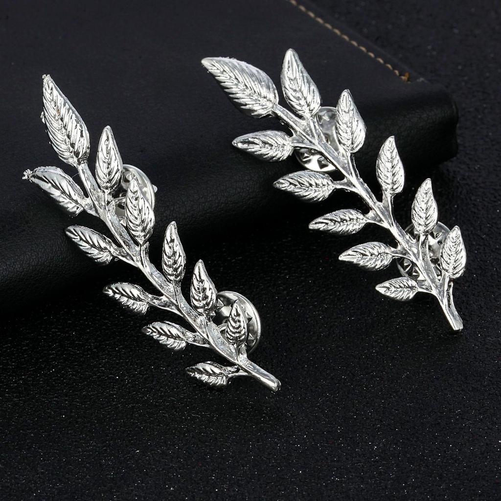 Gold & Silver Leaf Unisex Brooch - Trendy Lapel Pin for Shirt or Sweater