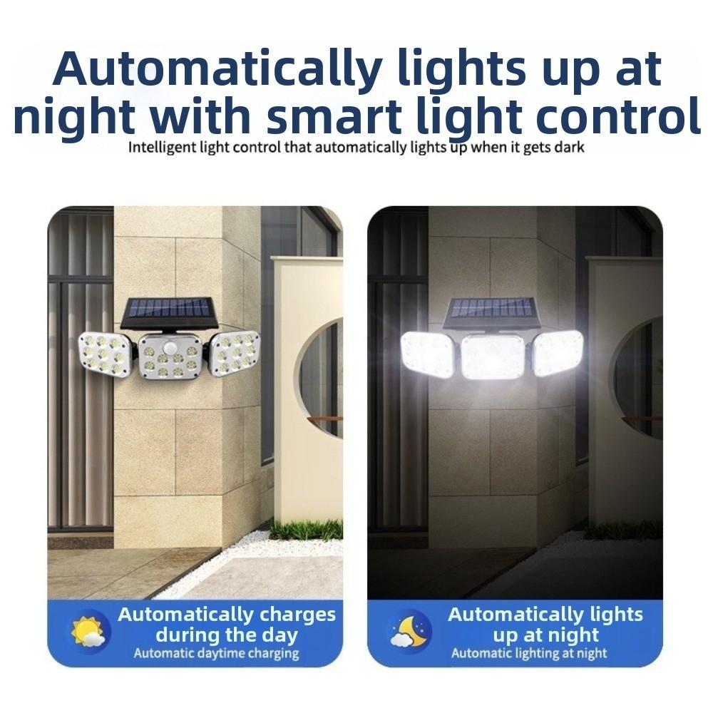 Human Body Sensing Motion Sensor Light Adjustable Head Fence Solar Lamp  Courtyards