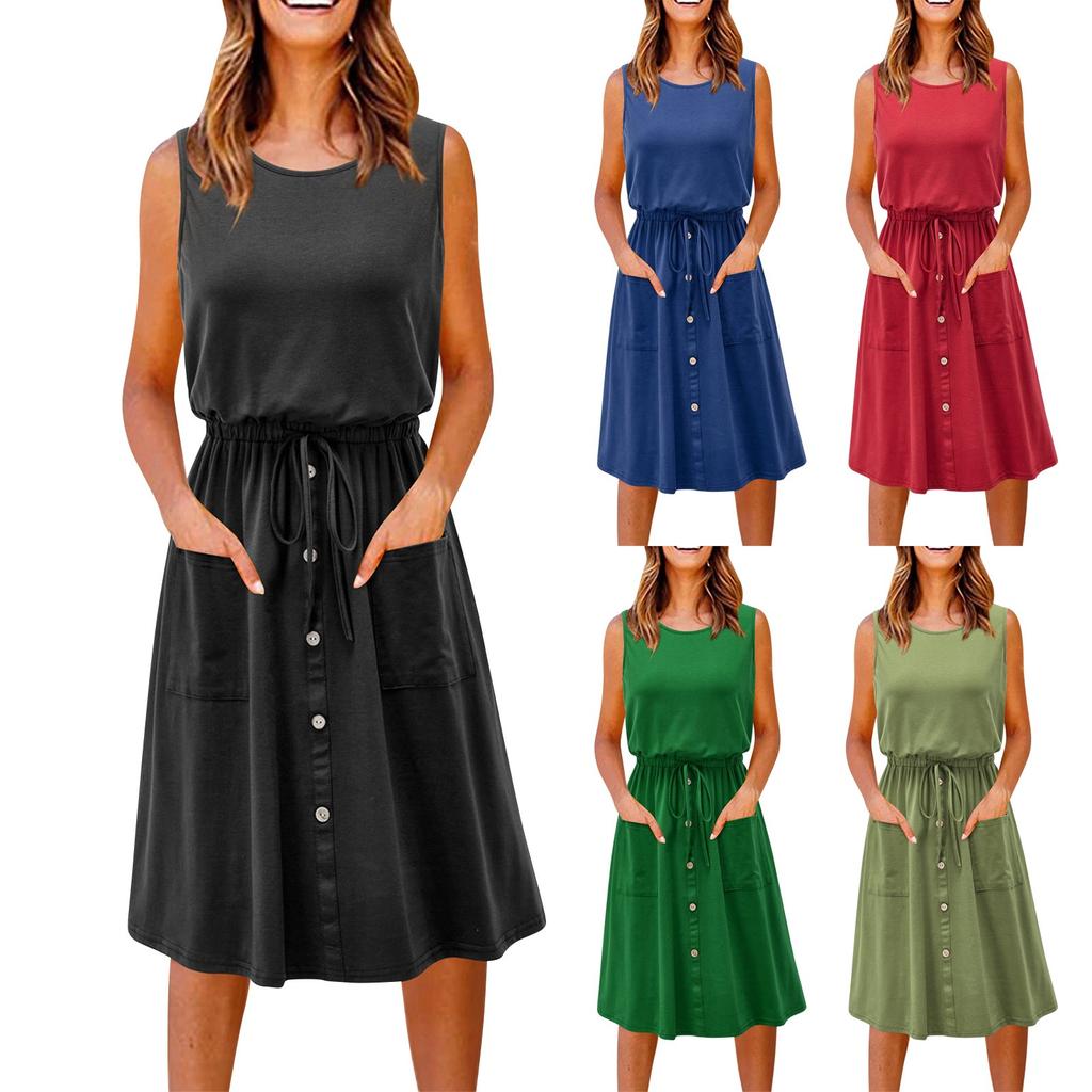 Round Neck Drawstring Bud Dress