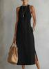 Women's Solid Color Loose Long Crew Neck Vest Fashion Casual Women's Dress