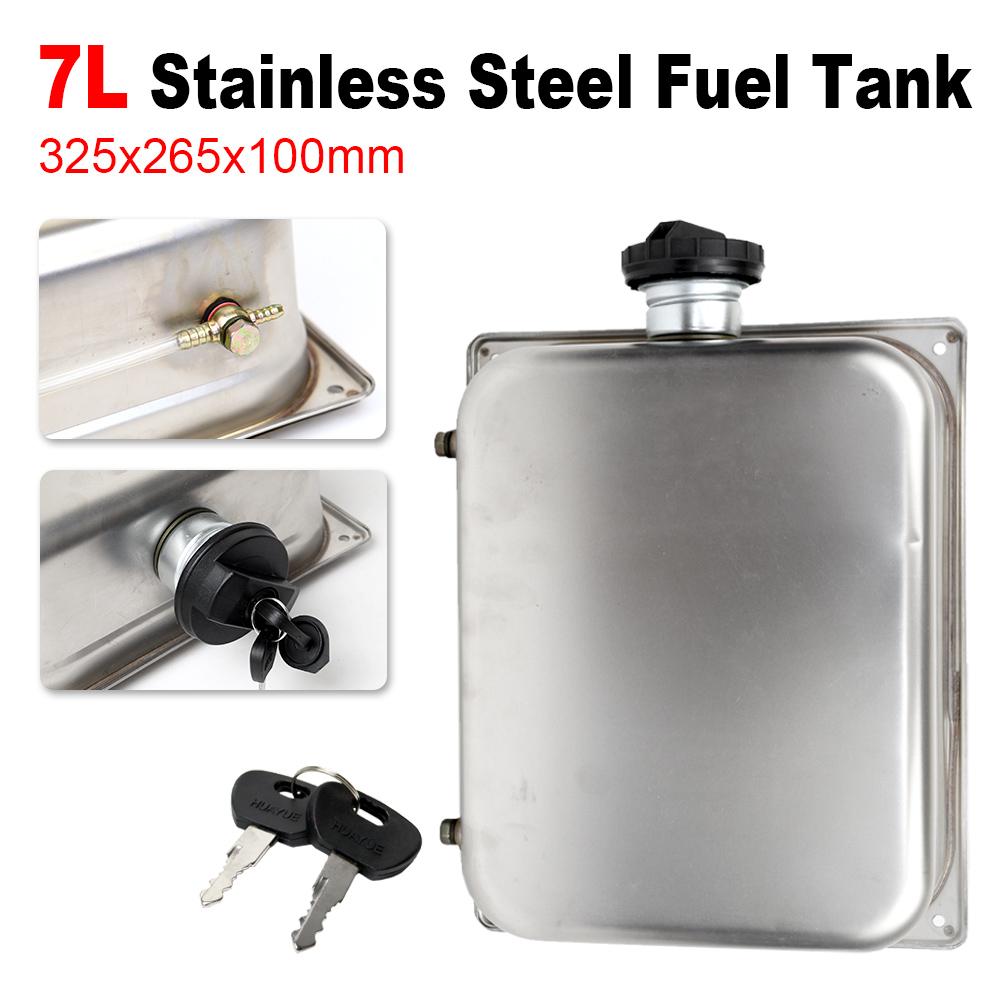 Serbatoio Carburante Riscaldatore da Parcheggio 7L Acciaio Inossidabile Fusto Olio Diesel Con Indicatore di Livello Olio Tappo Olio Auto Senza Chiave Accessori Riscaldatore