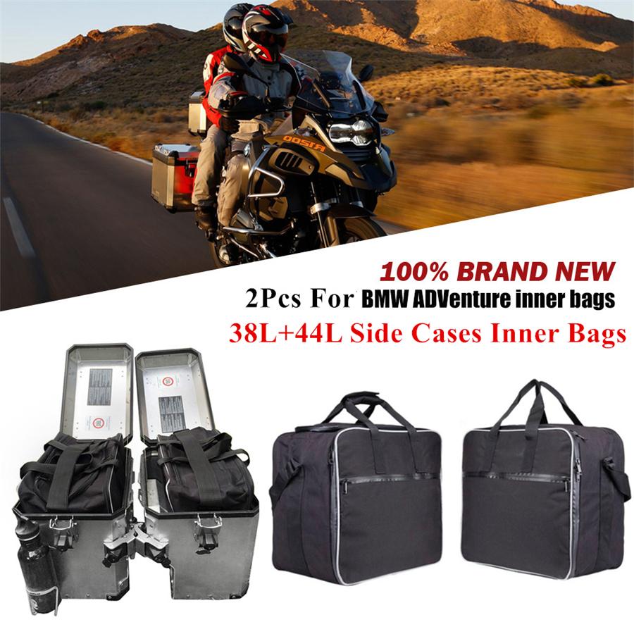 2 sets of 45L and 38L motorcycle luggage bags for bmw R1200GS adv, black interior water-cooled r 1200 gs adventure bags 2013-2017, side cases