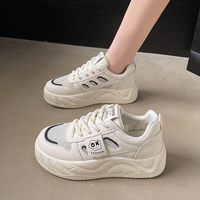 High-value thick-soled breathable mesh sports and leisure 22 spring and autumn new dad shoes 35 чёрный