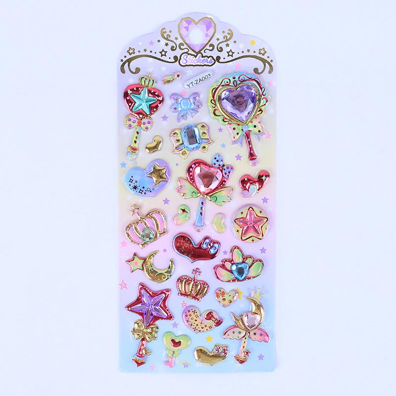 Fun Fashion 3D Relief Stickers Creative Magic Wand Gem Diamond Cute Aesthetic Stickers Diy Phone Case Shiny Decoration Sticker