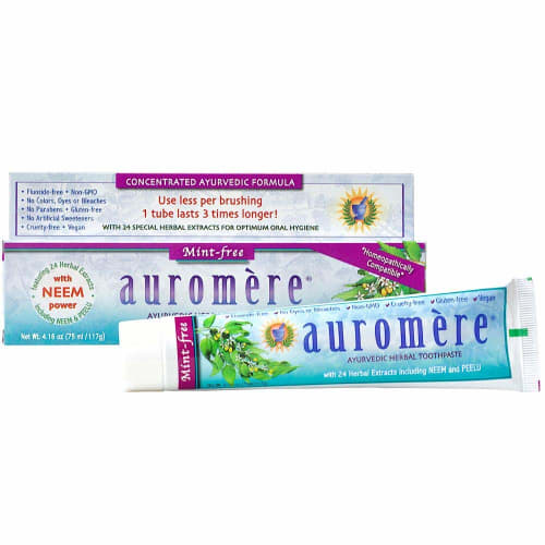 Auromere, Ayurvedic Herbal Toothpaste, Mint-Free, 4.16 Oz (75 Ml/117 G)