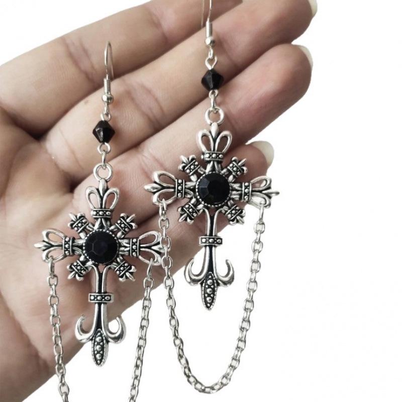 European Gothic Harajuku Cross Chain Earrings for Halloween
