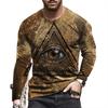 Ancient Egyptian Pattern Print T-shirt Autumn Men's O-Neck T-shirt Casual Long Sleeve Oversized Tops Fashion Streetwear Tees