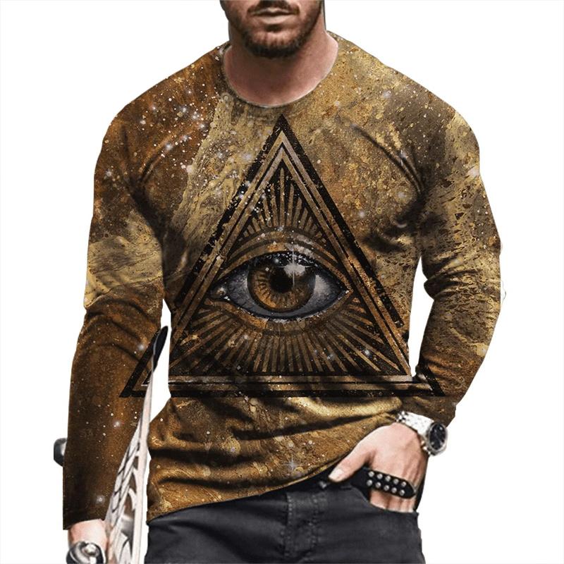Ancient Egyptian Pattern Print T-shirt Autumn Men's O-Neck T-shirt Casual Long Sleeve Oversized Tops Fashion Streetwear Tees