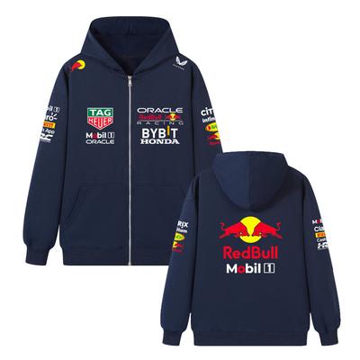 Red Bull Bluza z kapturem na zamek F1 Team Verstappen Formula 1 Racing Bluza rozpinana Mężczyźni Kobiety Casualowy Pulower